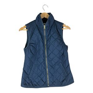 Old Navy WOMENS SIZE SMALL Blue Quilted Vest Gold Zipper